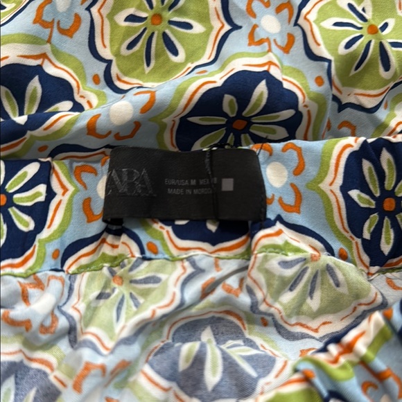 Zara Wide Leg Blue and Green Wide Pants - Picture 6 of 6